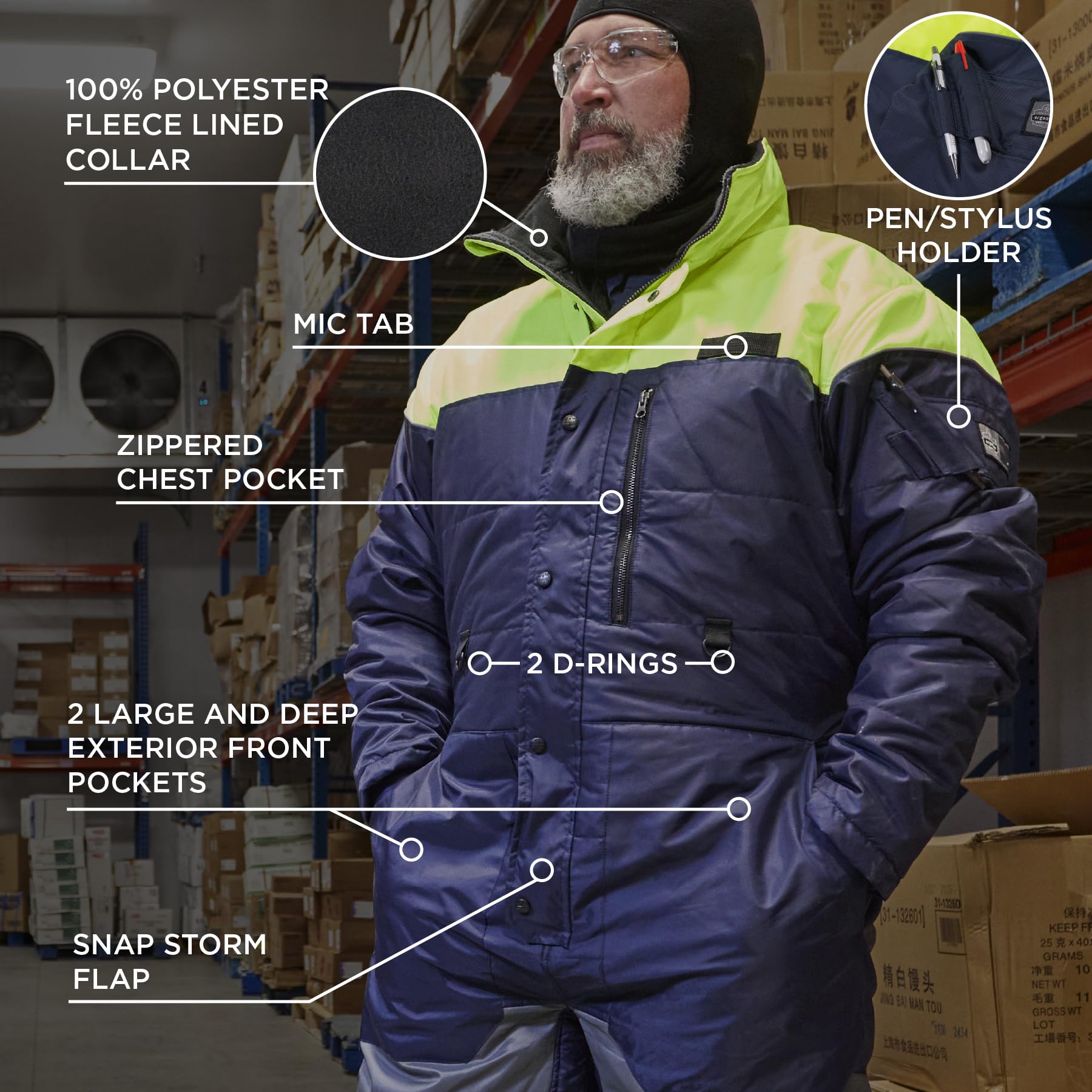Ergodyne Unisex Adult Insulated Freezer Coveralls - Heavy Duty Workwear for Cold Storage, Food Processing & Winter Outdoor Jobs