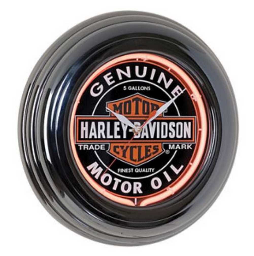 Harley-Davidson Genuine Oil Can Orange Neon Clock HDL-16617 - Vintage Motorcycle Wall Decor for Man Cave, Bar & Garage - Unique Gift for Bikers & Harley Fans