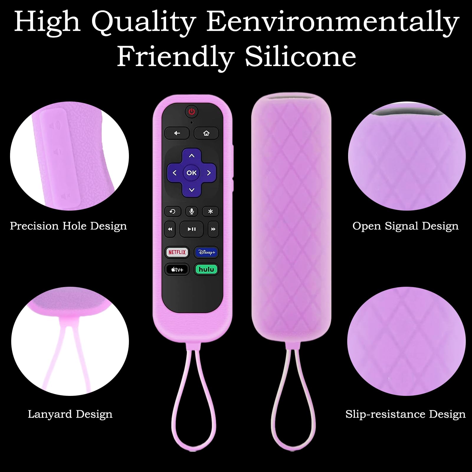 3Pack Silicone Remote Cover for Roku TV - Universal Fit for Roku Express/Stick+ - Home Theater Protection