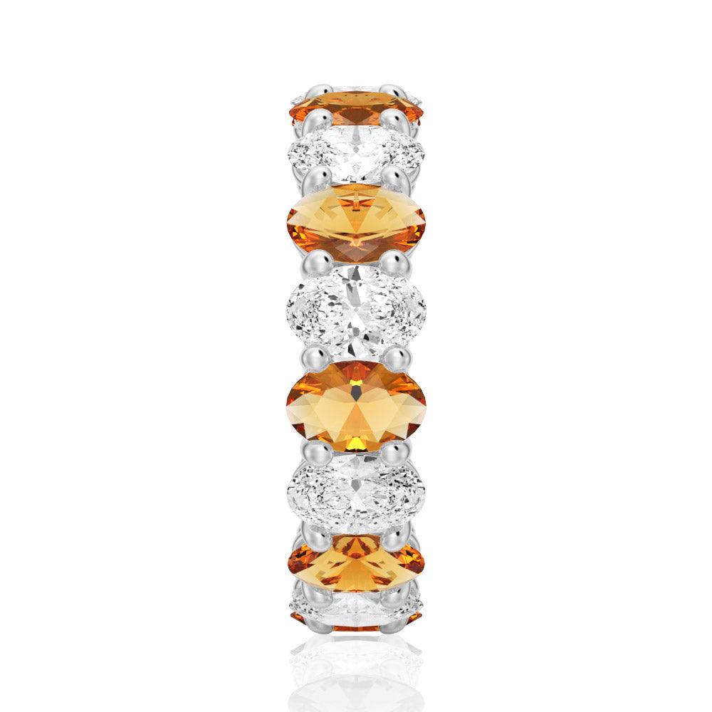 6.6 CT Lab Grown White Sapphire & Citrine Gemstone Ring - Elegant Wedding Band, Anniversary Gift for Her, Perfect for Engagement & Special Occasions