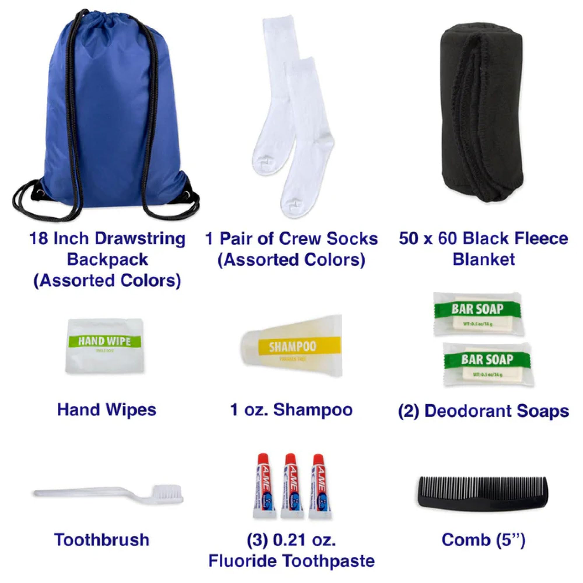 24 Pack Bulk Homeless Hygiene Care Kits - 13 Piece Winter & Fall Essentials for Shelters & Donations - Travel, Emergency & Outdoor Survival Supplies