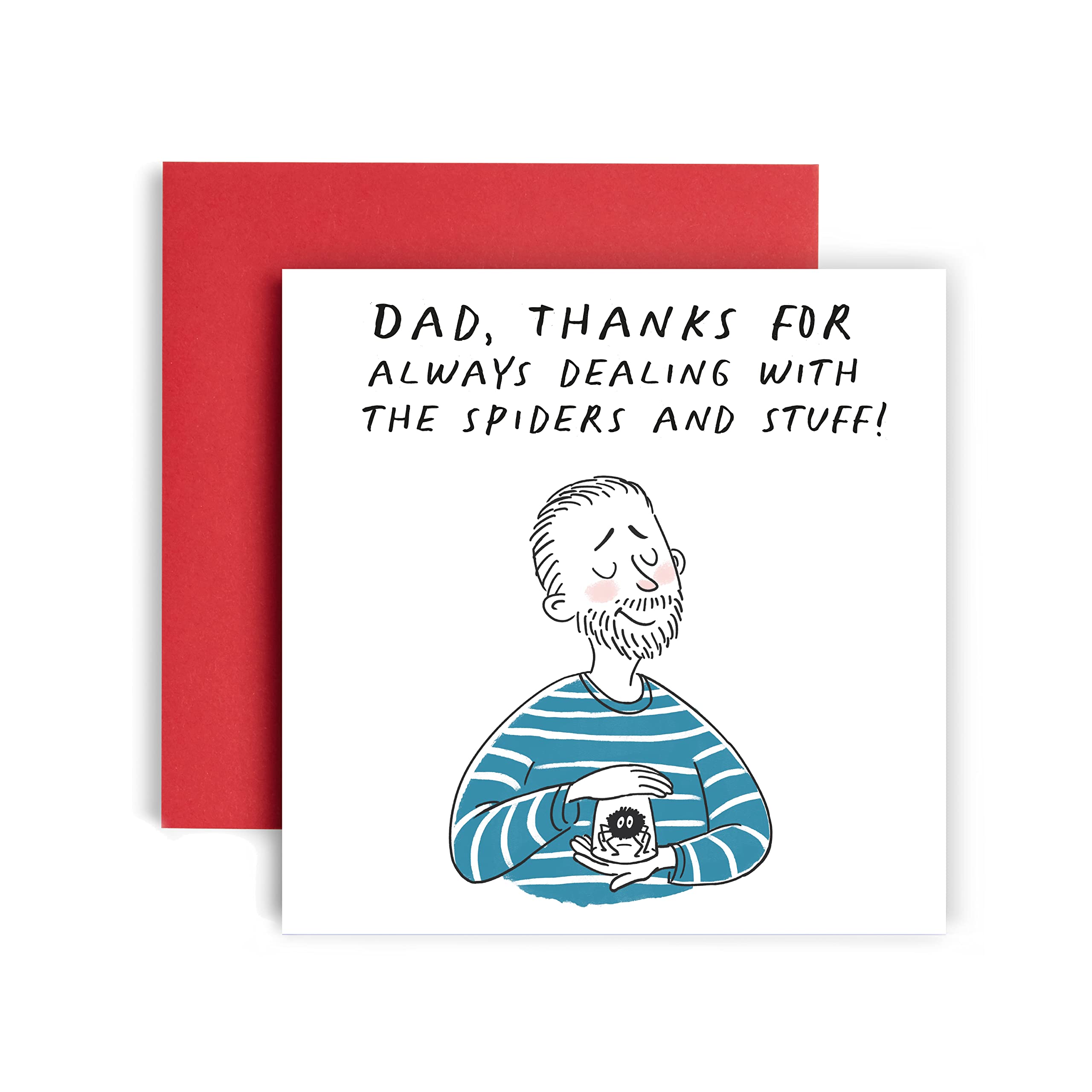Funny Dad Birthday Card - Humorous Spider Removal Design - Perfect for Father's Day & Special Occasions - 5.8x5.8 Inch Square Greeting Card for Him - Great Gift Idea for Dads Who Love Jokes