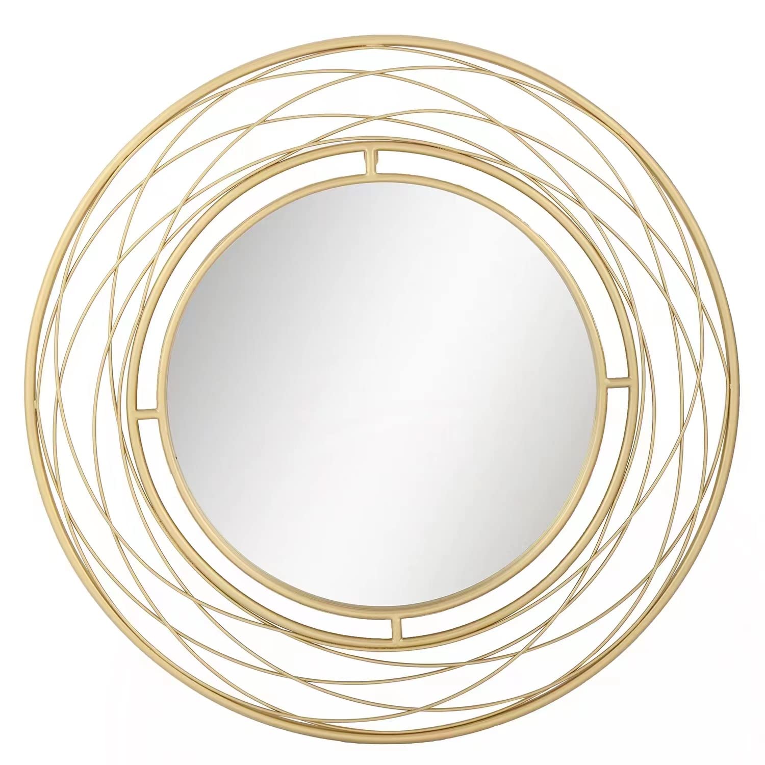 Gold Metal Wire Mirror - Modern Round Wall Mirror for Bathroom, Living Room, Entryway & Bedroom | Elegant Home Decor & Luxury Hallway Mirror for Stylish Interiors