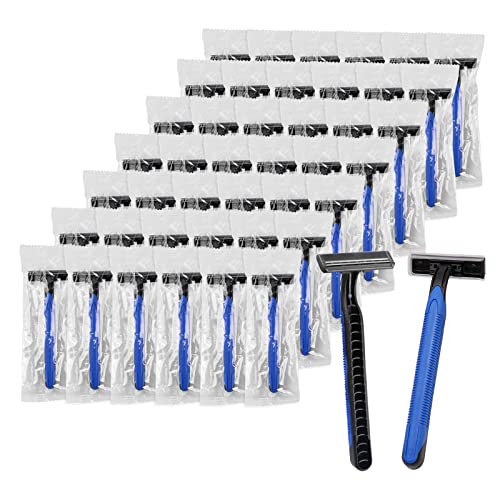 Bulk Disposable Razors with Blade Caps - 60 Individually Wrapped Razors for Hotels, Shelters & Nursing Homes | Durable Shaving Supplies for Travel, Charity Donations & Personal Care