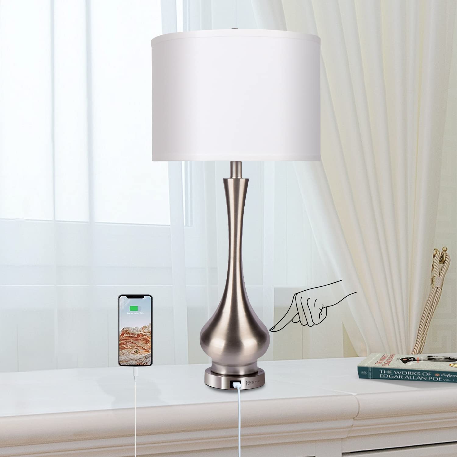 Dimmable Touch Table Lamp with USB Port - 30