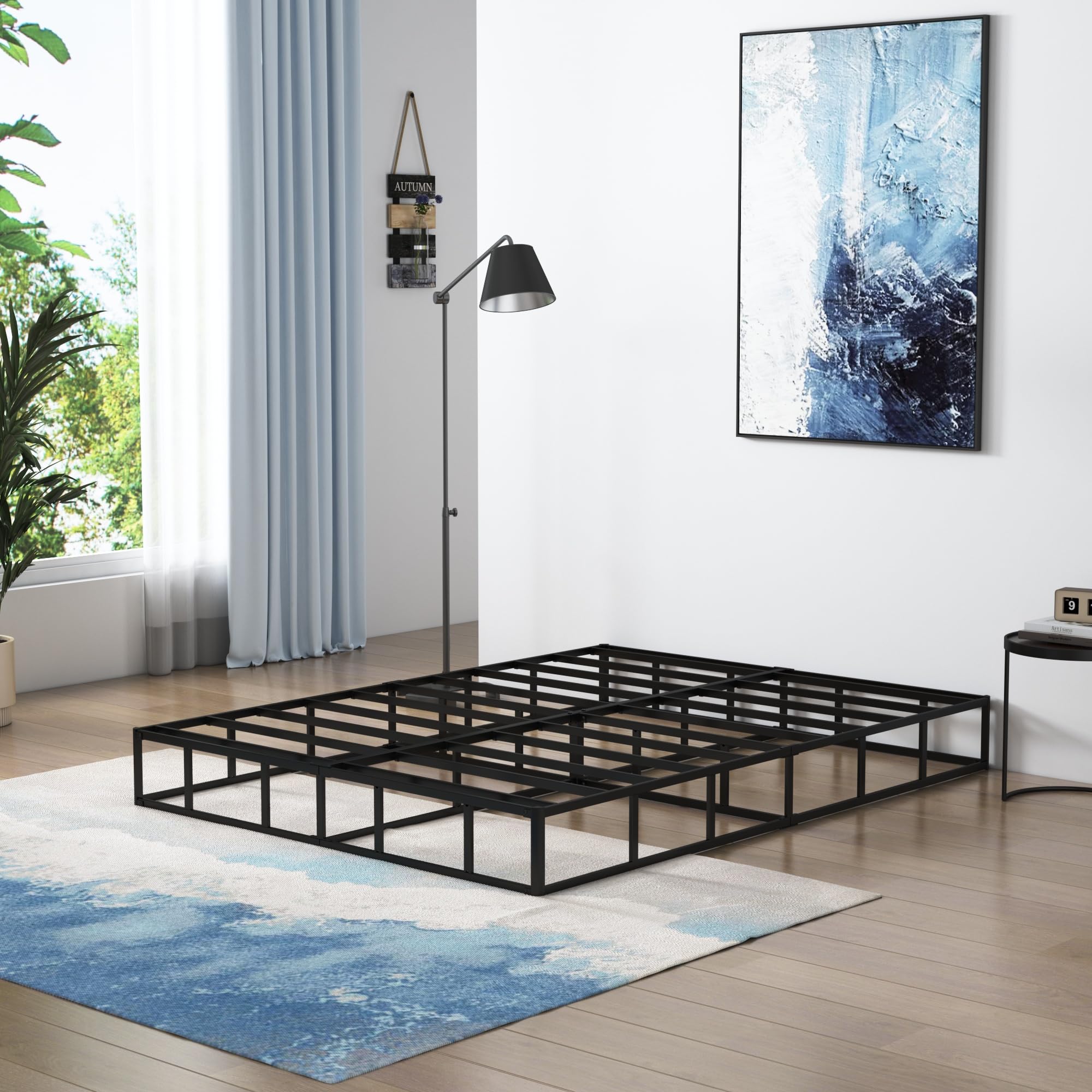 9 Inch Heavy Duty Box Spring for Full Bed - Noise Free, Non-Slip Metal Mattress Foundation with Easy Assembly | Perfect for Guest Rooms, Dorms & Bedroom Upgrades
