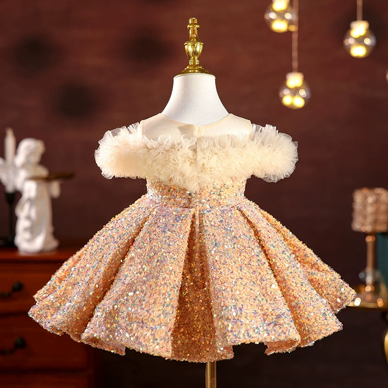 Sparkly Sequin Christmas Dress for Baby Girls - Toddler Princess Birthday Party Gown | Perfect for Holiday Photos, Special Occasions & Festive Celebrations