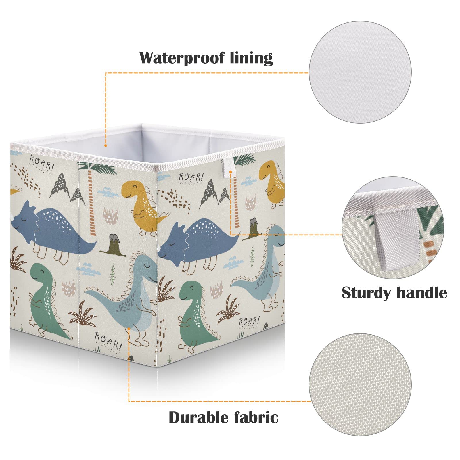 Dinosaur Storage Basket - Collapsible Cloth Bin for Home, Kitchen & Office Organization