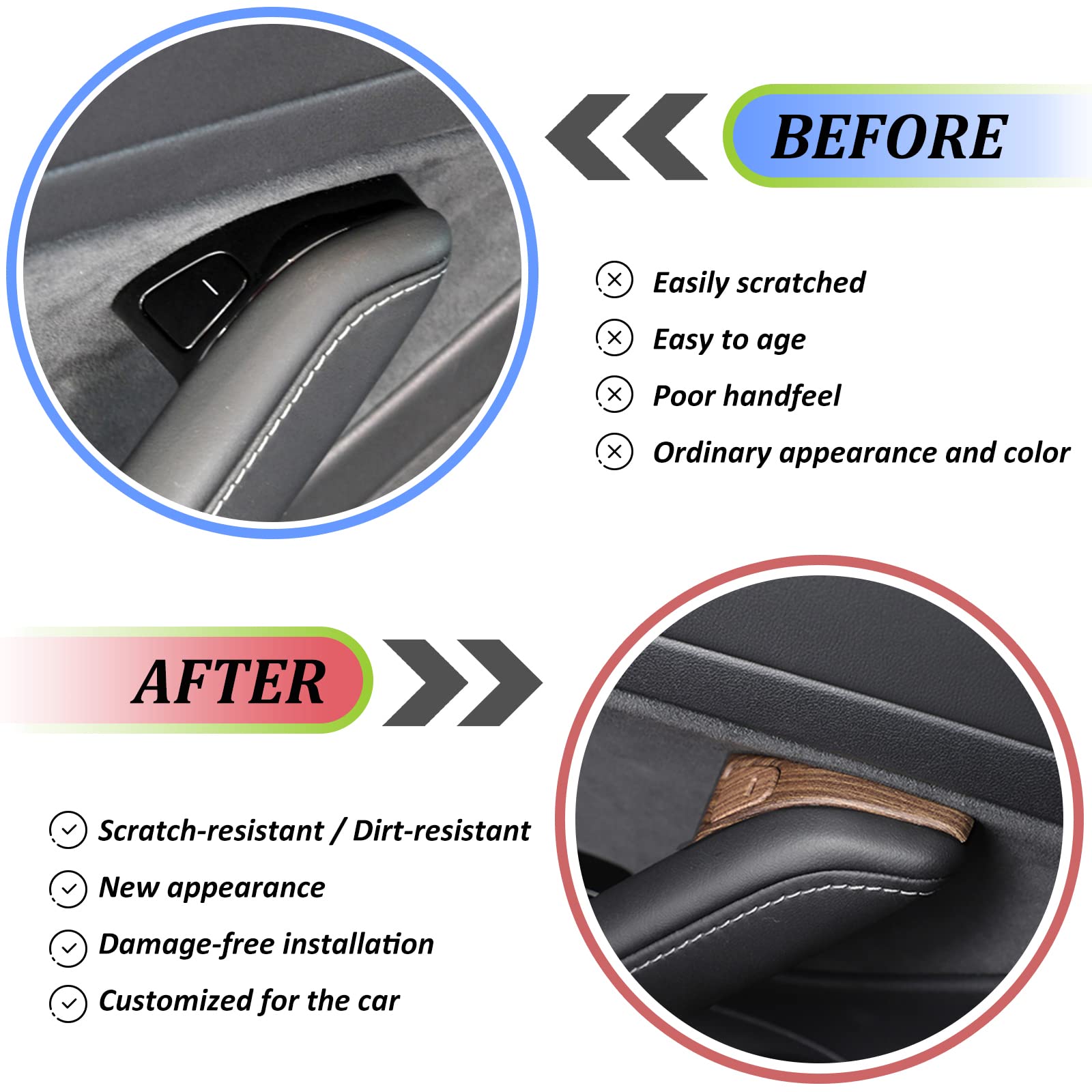 8-Piece ABS Car Door Lock Button Frame Cover for Tesla Model 3 & Model Y 2018-2020 - Pear Wood Grain Interior Trim Upgrade - Perfect for Enhancing Door Lock Switch Appearance & Protection - MCUNVX-2665527