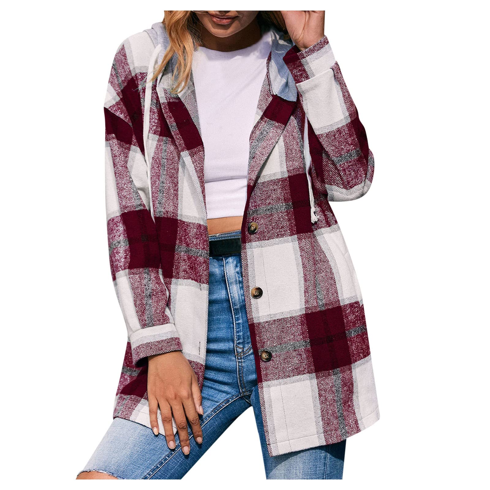 Women's Plaid Flannel Shacket - Long Sleeve Lapel Button Down Shirt Jacket Coat | Casual Fall & Winter Layering, Outdoor Activities, Office Wear