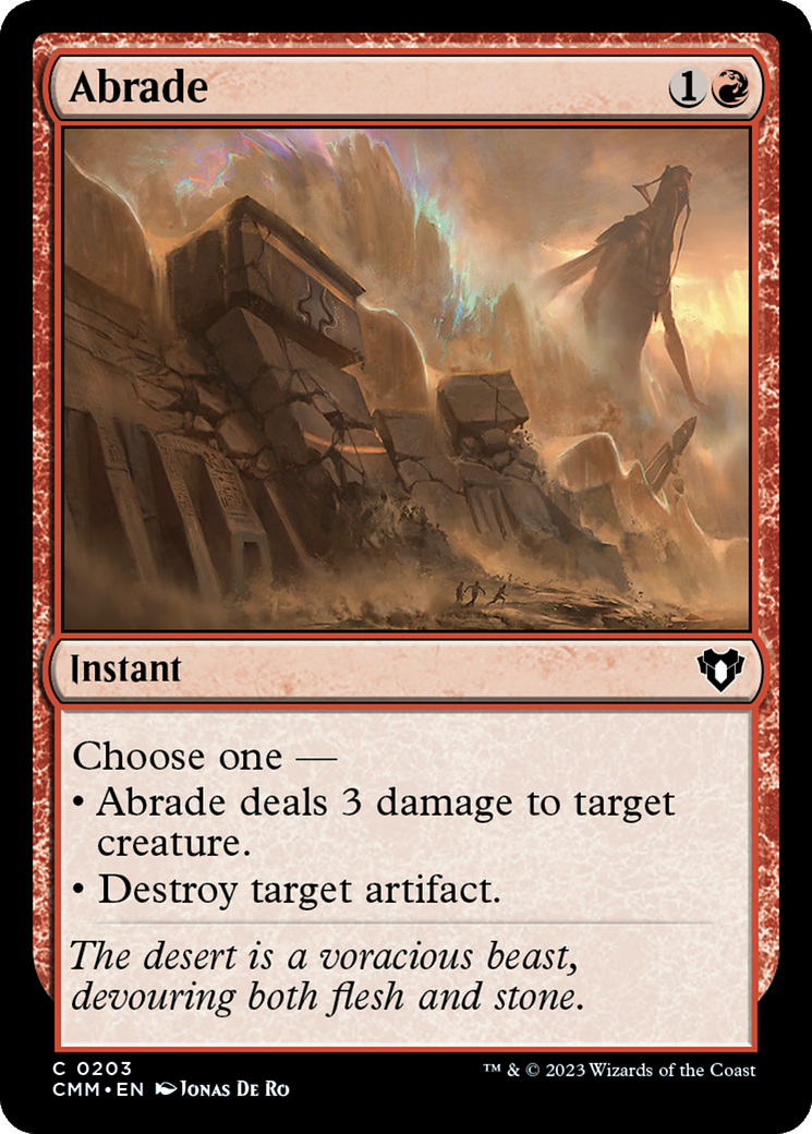 Abrade [Commander Masters] MTG Card - Premium Magic: The Gathering Burn Spell for Commander Decks | Perfect for Removing Creatures and Artifacts in Multiplayer Games