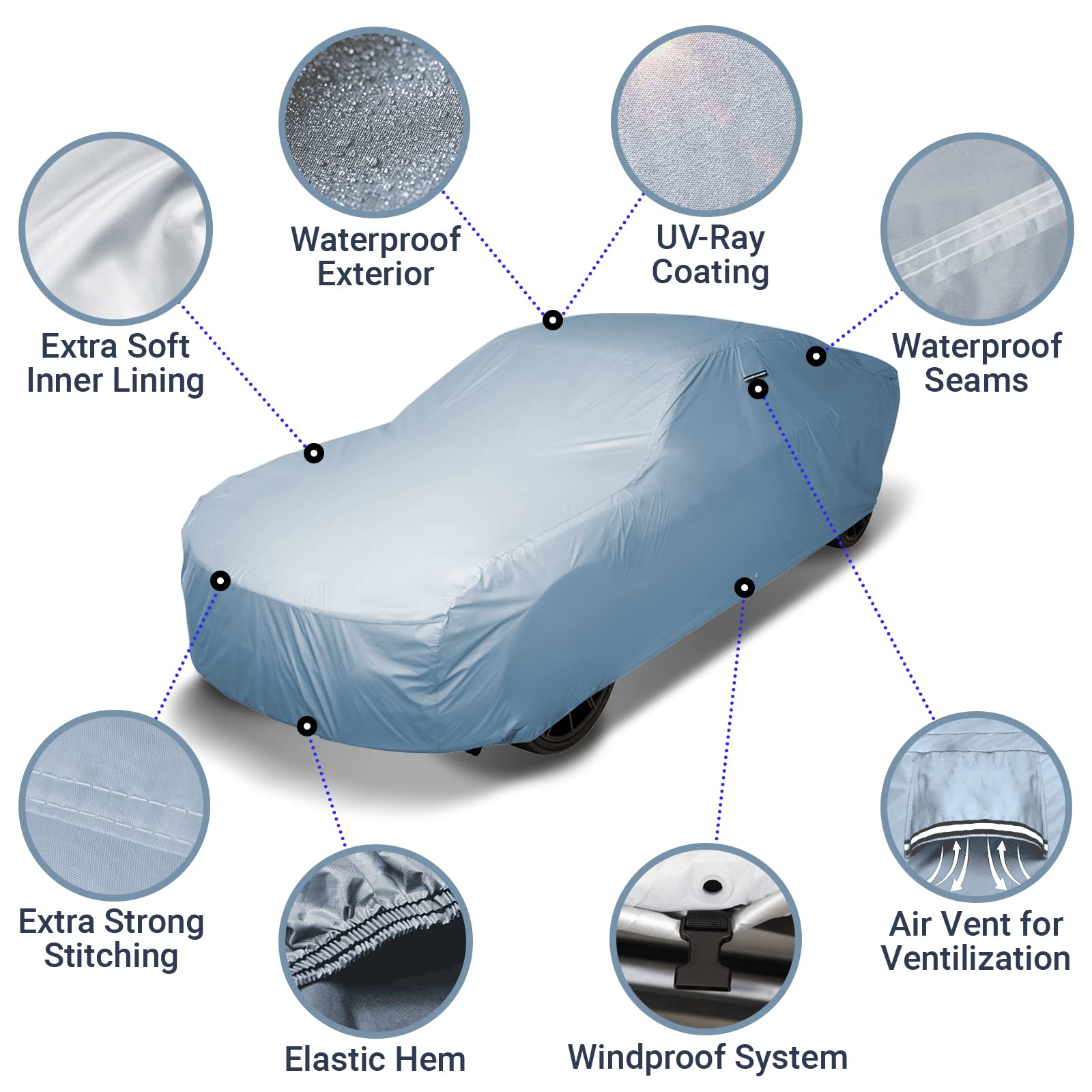 Premium Waterproof All-Weather Car Cover for 1959-1970 Buick LeSabre - UV, Rain, Snow & Hail Protection - Indoor/Outdoor Automotive Accessory for Full Exterior Protection - Perfect for Garage Storage, Travel & Long-Term Vehicle Preservation