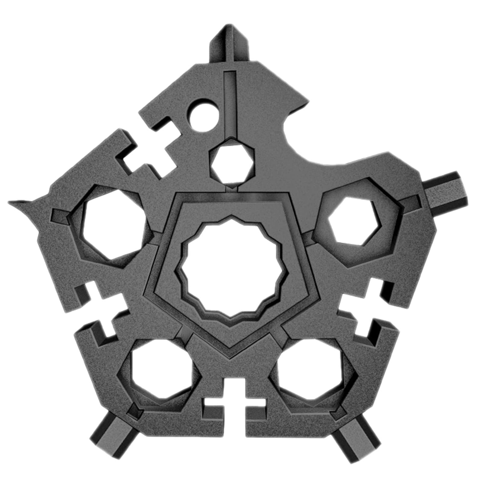 23 in 1 Multifunctional Pentagonal Snowflake Wrench Tool Set - Mini Keychain Screwdriver with Bottle Opener - Compact DIY & Repair Tool for Outdoor Camping, Hiking, Travel & Emergency Survival Kit (Black)
