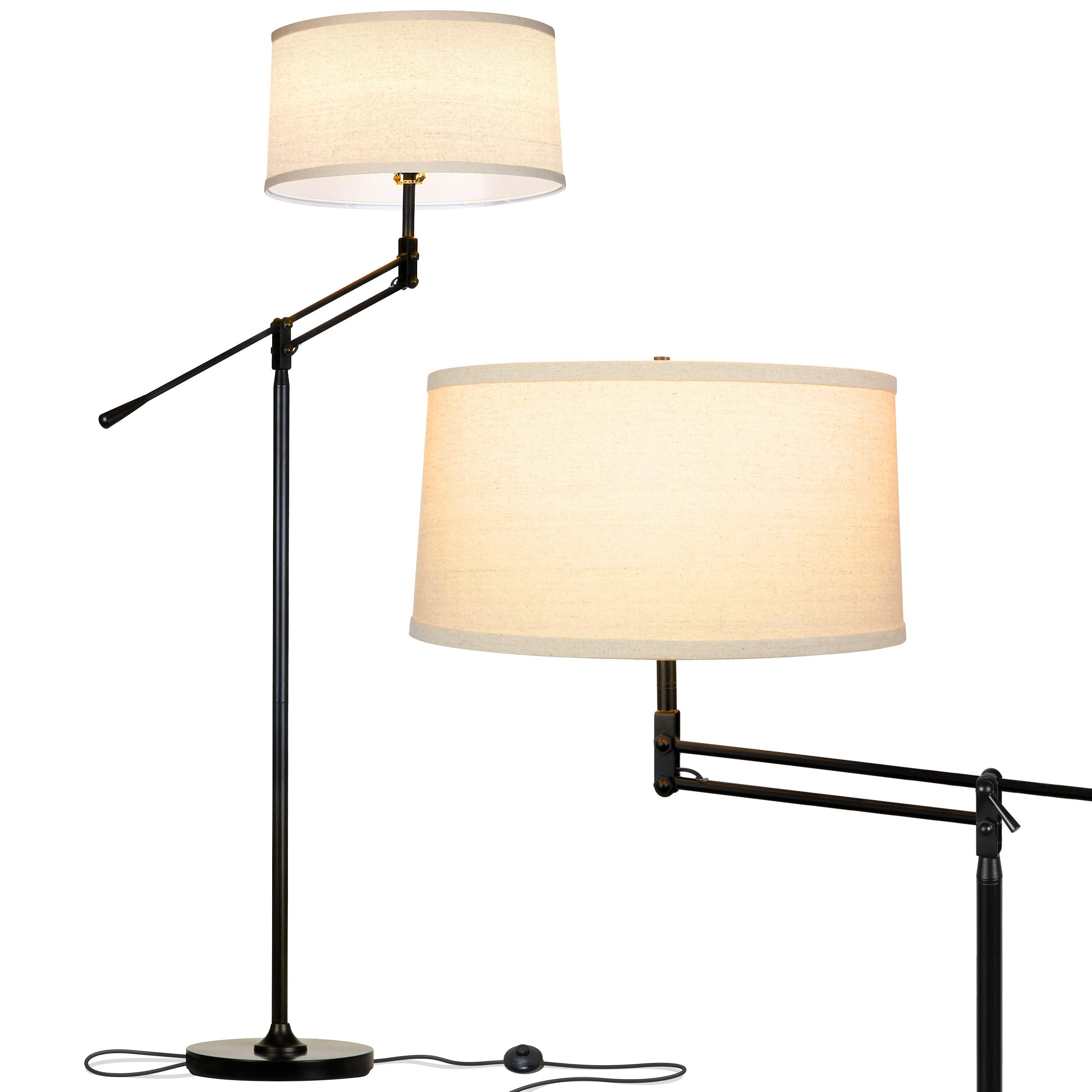 Brightech Ava Mid-Century Modern Standing Lamp - Adjustable Height LED Floor Lamp for Living Room, Bedroom & Office - Industrial Style Tall Lamp with Vintage Décor - Perfect for Reading, Working & Home Decorating