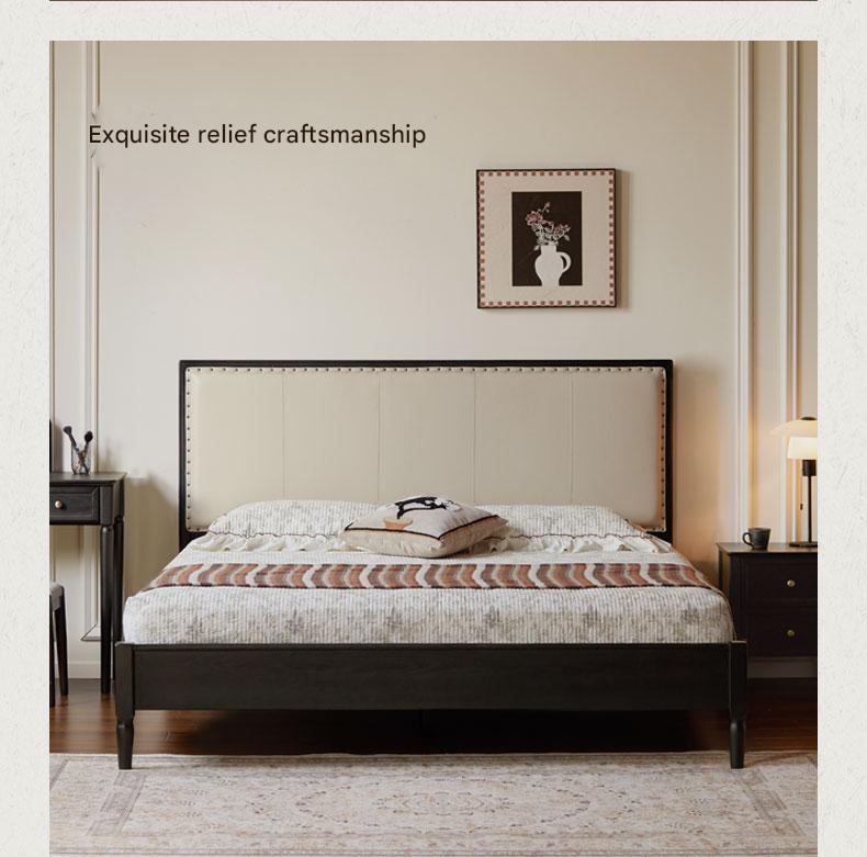 Solid Oak Wood American Soft Back Bed - Durable & Stylish Bed Frame for Bedroom, Guest Room, or Master Suite