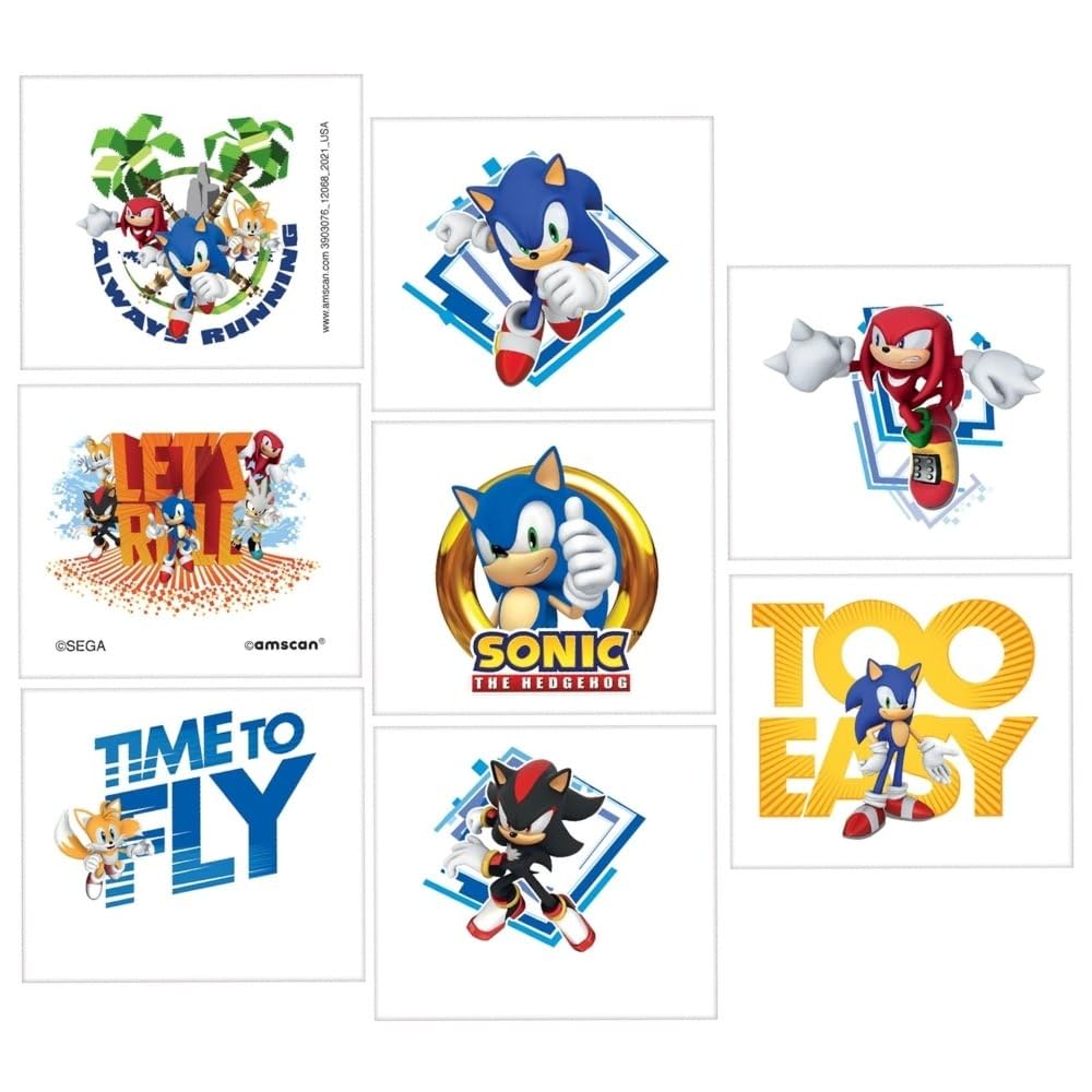 Vibrant Multicolor Sonic Temporary Tattoos - 2