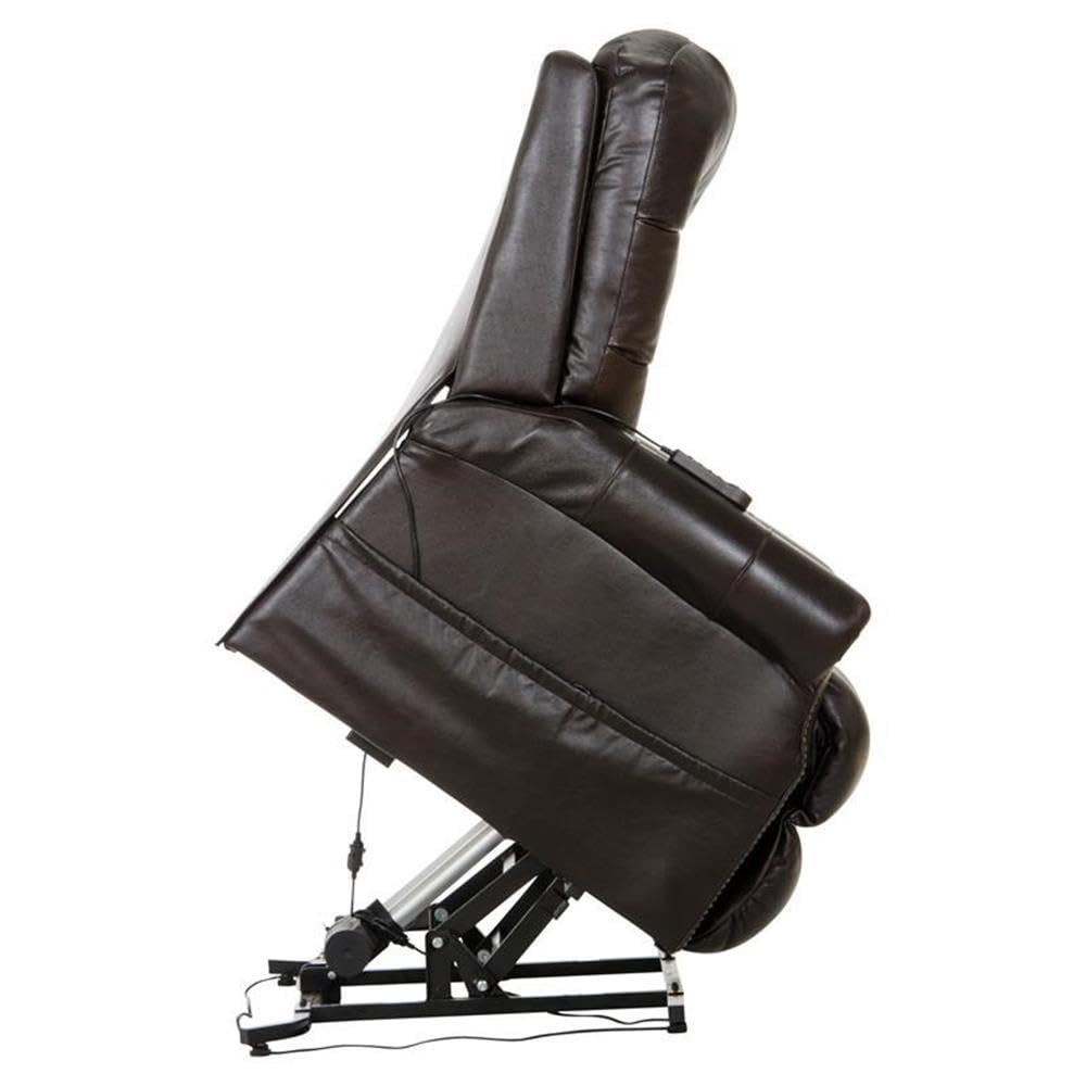 Catnapper Tyler Power Lift Recliner - Brown Leather with Heat & Massage, Lay Flat Design for Ultimate Comfort | Perfect for Living Rooms, Home Theaters & Elderly Care