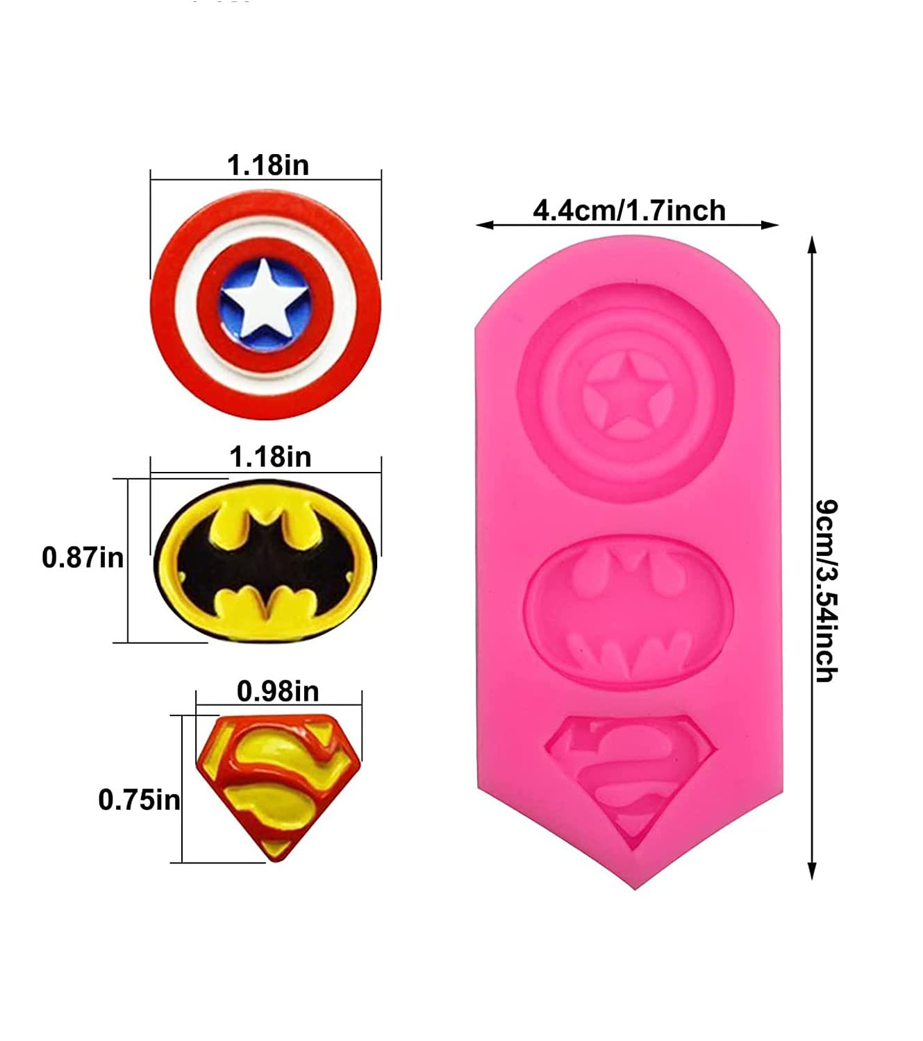 2-Piece Superhero Silicone Mold Set for Cookies, Fondant, Candy & Chocolate - Perfect for Birthday Parties, Cake Decorating & DIY Baking Gifts