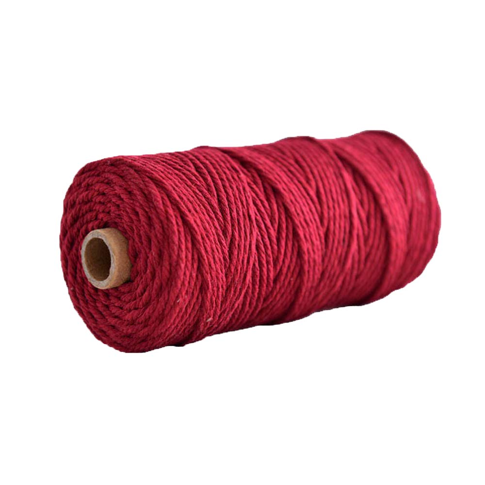 Natural Cotton Macrame Rope 4mm/100m - Wine Red Braided Craft Cord for DIY Wall Hangings, Plant Hangers, Dream Catchers, Bags & Home Decor | Perfect for Bohemian Style, Handmade Gifts & Macrame Projects
