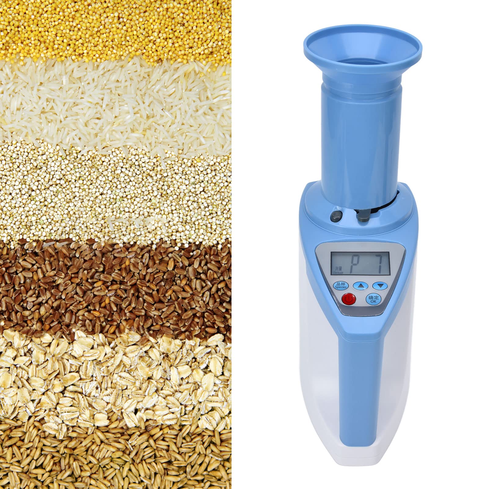 SALALIS Smart Grain Moisture Meter 100-240V, 3~35% Humidity Range LCD Display Wheat Moisture Tester for Rice, Corn, Canola & Other Grains - Perfect for Farmers, Food Storage & Quality Control