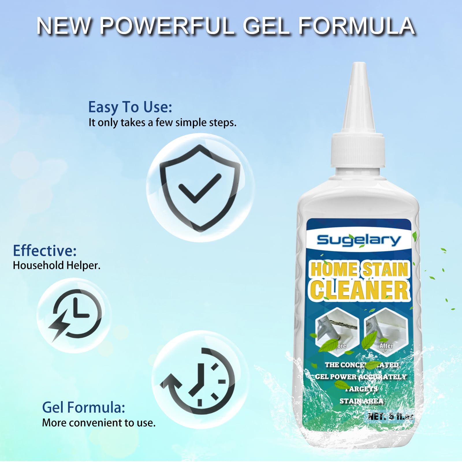 Sugelary Home Remover Gel - Powerful Household Cleaning Solution for Washing Machines, Refrigerators, Sinks & Showers | Removes Stains from Grout, Seals & Surfaces | Ideal for Kitchen, Bathroom & Home Maintenance (1 Pack)