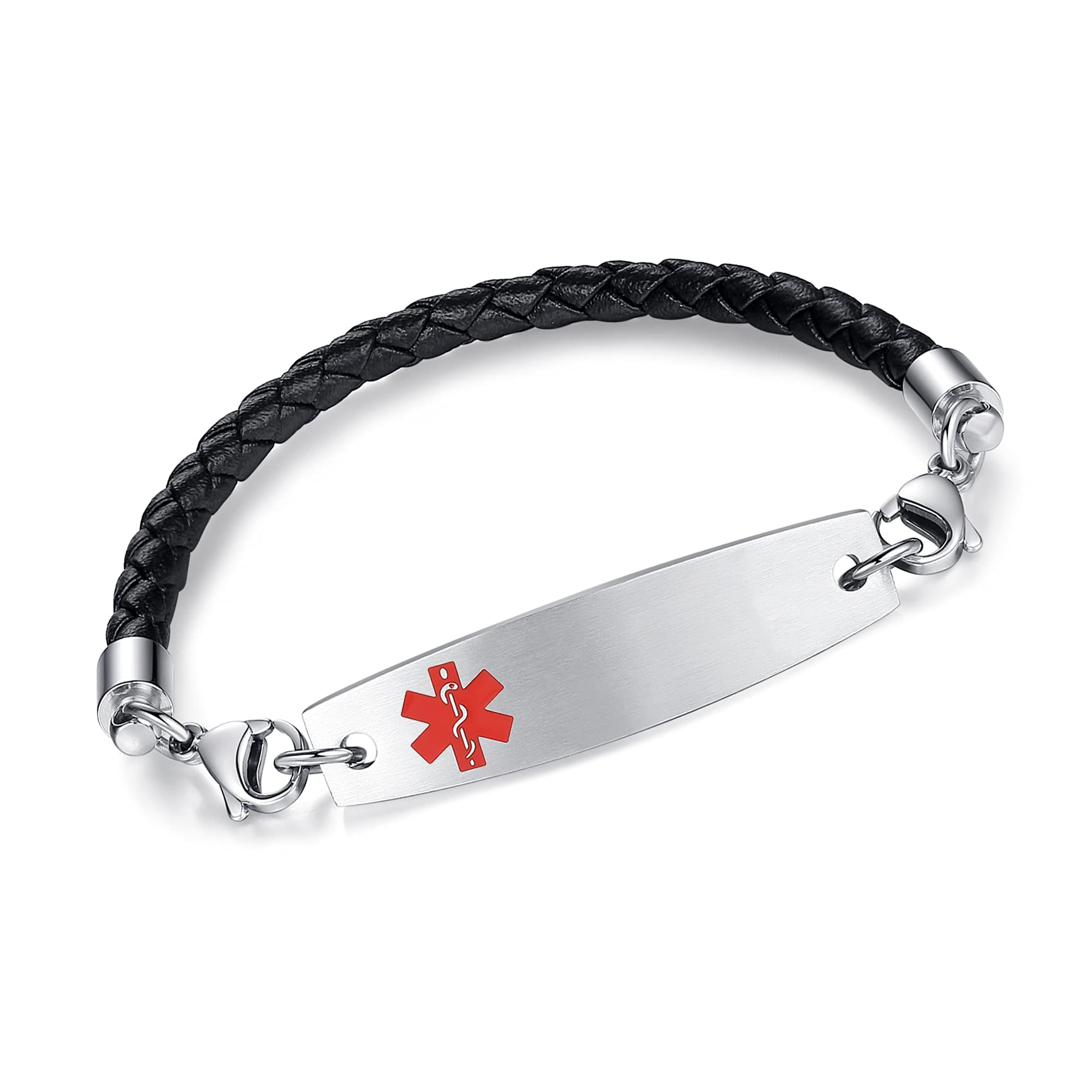 LinnaLove Adjustable Medical ID Bracelet for Men & Women - Free Engraving, Hypoallergenic Stainless Steel Emergency Alert Bracelet - Perfect for Diabetes, Allergies & Medical Conditions