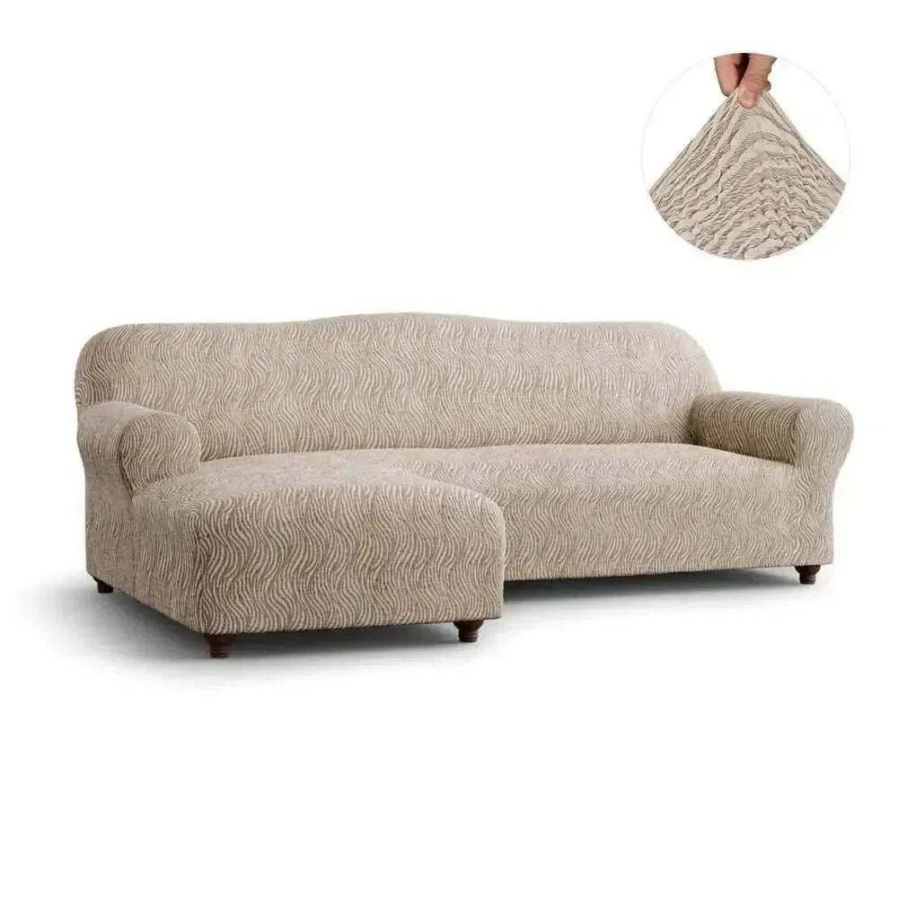 L-Shaped Sofa Slipcover with Left Chaise - Jacquard 3D Fabric Stretch Couch Cover - Perfect for Living Room, Sectional Sofa Protection & Home Decor Upgrade