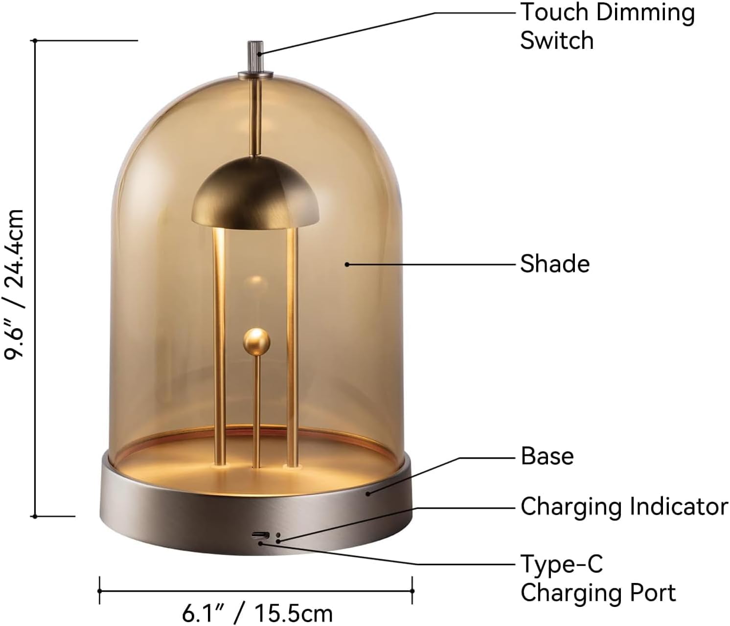 Rechargeable LED Table Lamp with 4000mAh Battery - USB Powered Touch Dimmable Night Light, Removable Shade & 4 Brightness Levels for Bedroom, Nightstand, Home, Restaurant, Office or Study Room