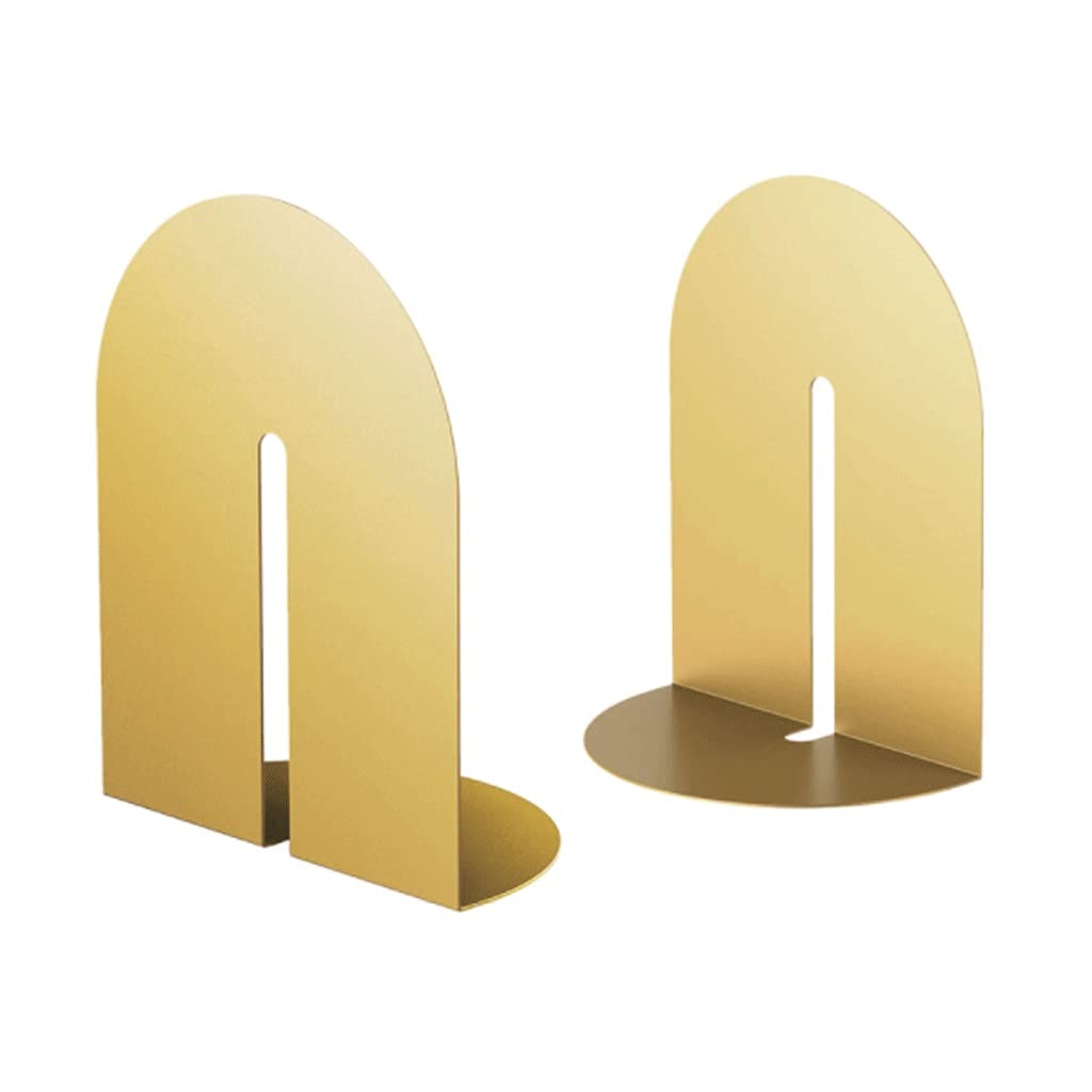 Vintage Metal Bookends - Non-Slip Heavy Duty Book Supports for Shelves | Retro Home Office Decor | Literary Gift for Book Lovers (Yellow) - Perfect for Organizing Books, Decorating Study Rooms & Adding Style to Bookshelves