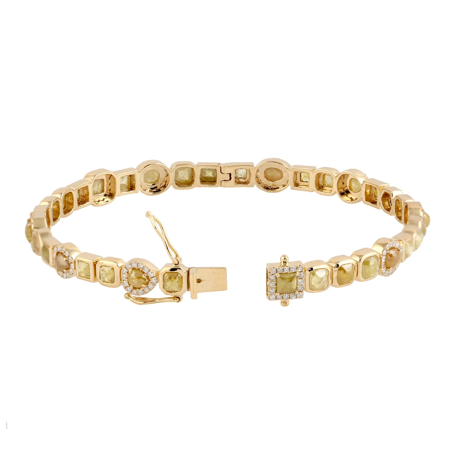 18K Yellow Gold Bezel Set Ice Diamond Wedding Bangle - Handmade Luxury Jewelry for Brides, Anniversaries & Special Occasions