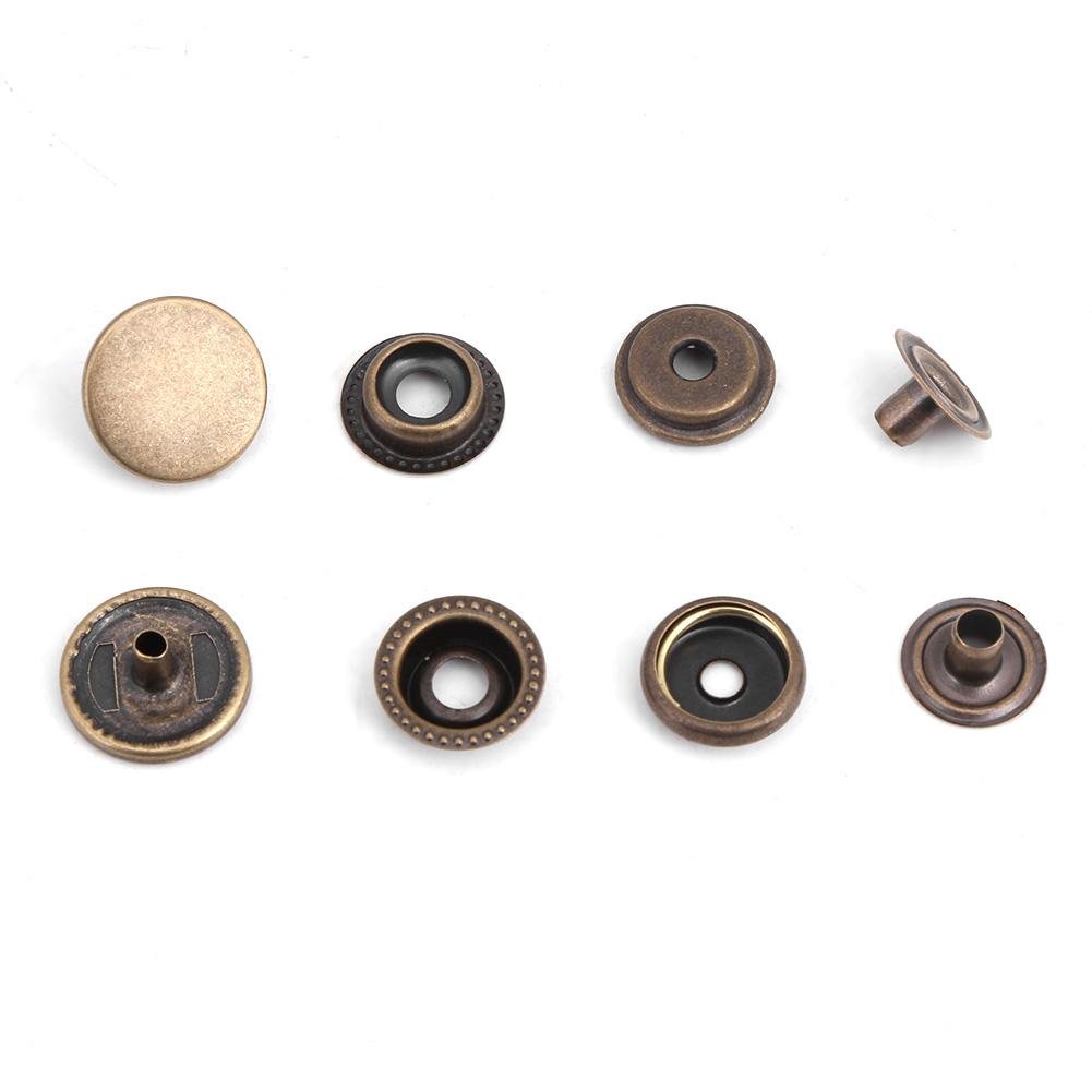 15-Piece Leather Snap Fastener Kit - Metal Press Studs & Button Tool for Clothing, Fabric, Leather Sewing - DIY Crafting Supplies (Bronze) | Perfect for Jackets, Bags, DIY Projects & Garment Repair