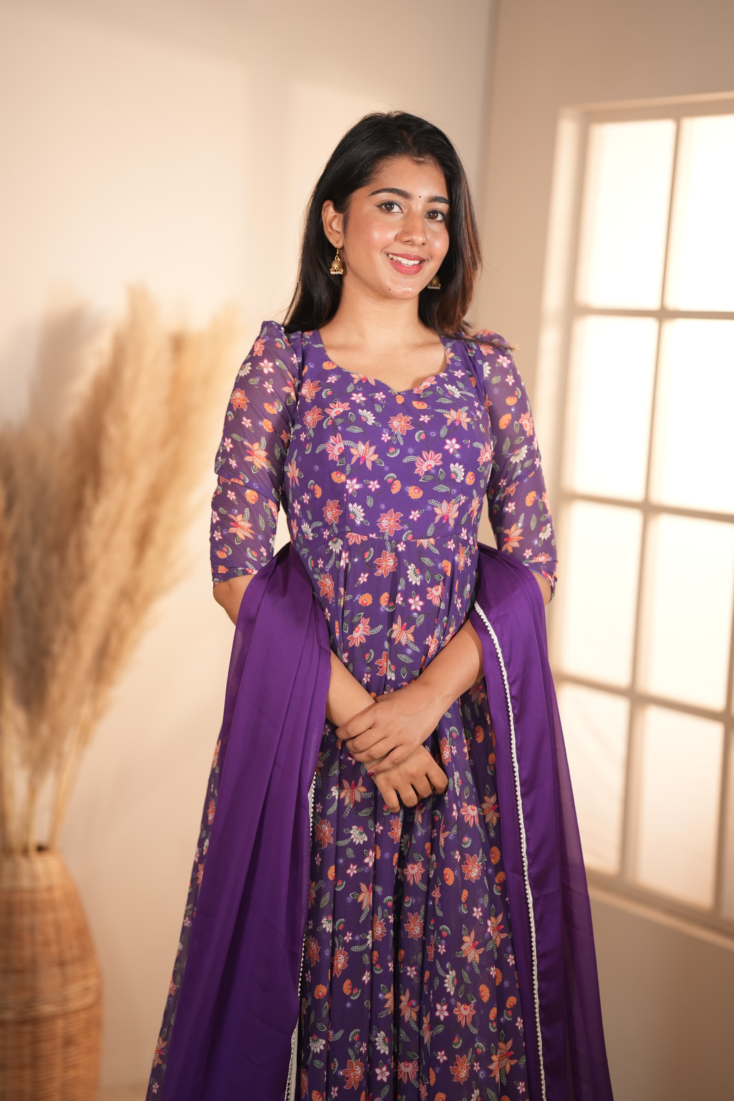 DD599 Malarini Version 2 Floral Anarkali Dress - Elegant Pakistani Party Wear for Women - Perfect for Weddings, Festivals & Special Occasions