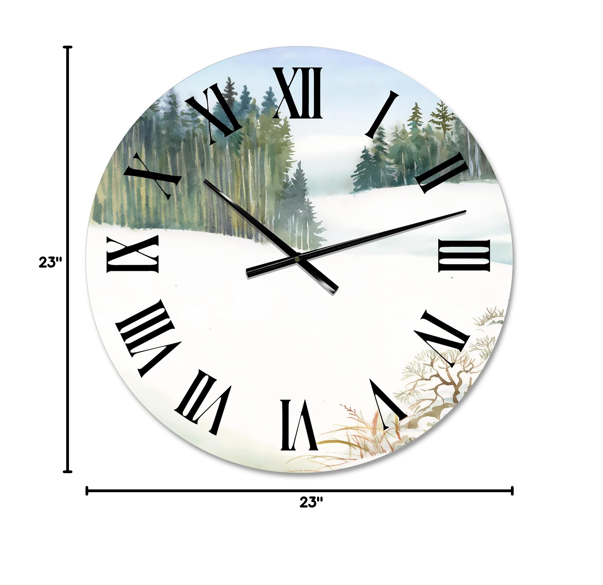 Large Traditional Wall Clock - Pine Forest in Snowy Winter Landscape - Nature-Inspired Kitchen Decor - Perfect for Home, Office & Living Room Décor
