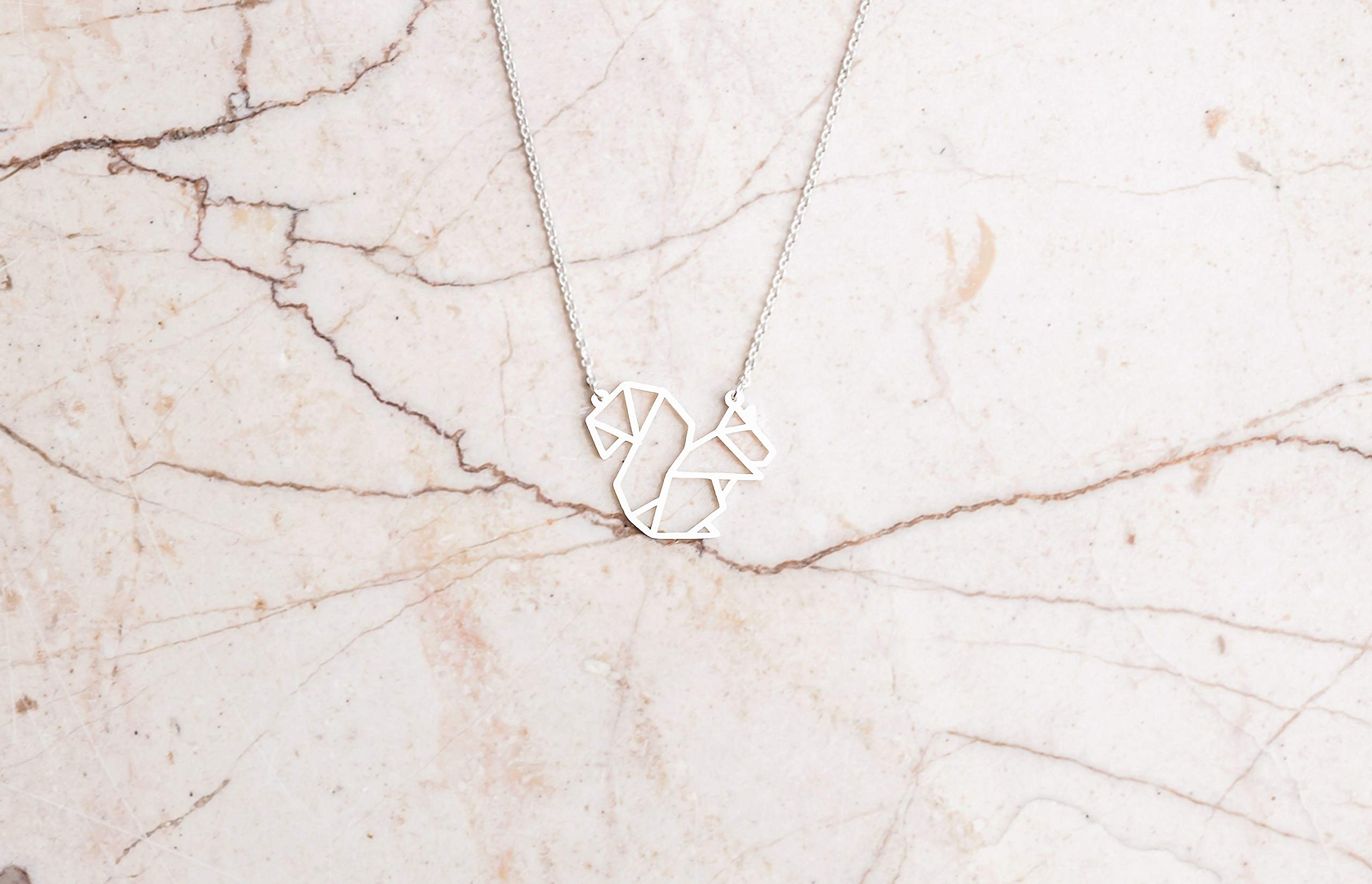 925 Sterling Silver Squirrel Origami Jewelry & Geometric Pendant Necklace for Women - Elegant Animal Jewelry Gift for Her - Perfect for Casual Wear, Date Nights & Special Occasions
