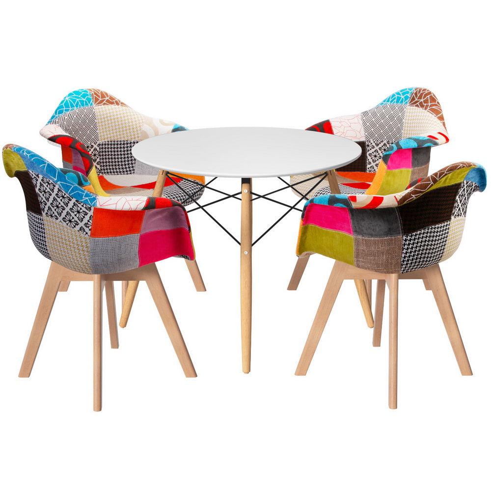 Artiss 5-Piece Dining Table and Chairs Set - Modern White Kitchen Furniture for Small Spaces | Perfect for Breakfast Nook, Apartment Dining, and Family Gatherings