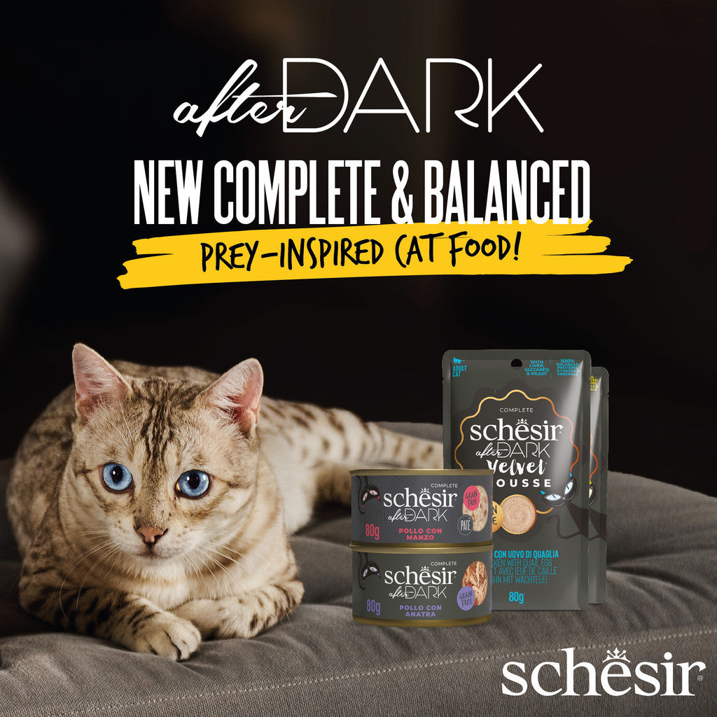 Schesir After Dark Complete & Balanced Wet Cat Food for Adult Cats - 80g, High Protein with Essential Vitamins & Minerals - Perfect for Nighttime Feeding & Weight Management