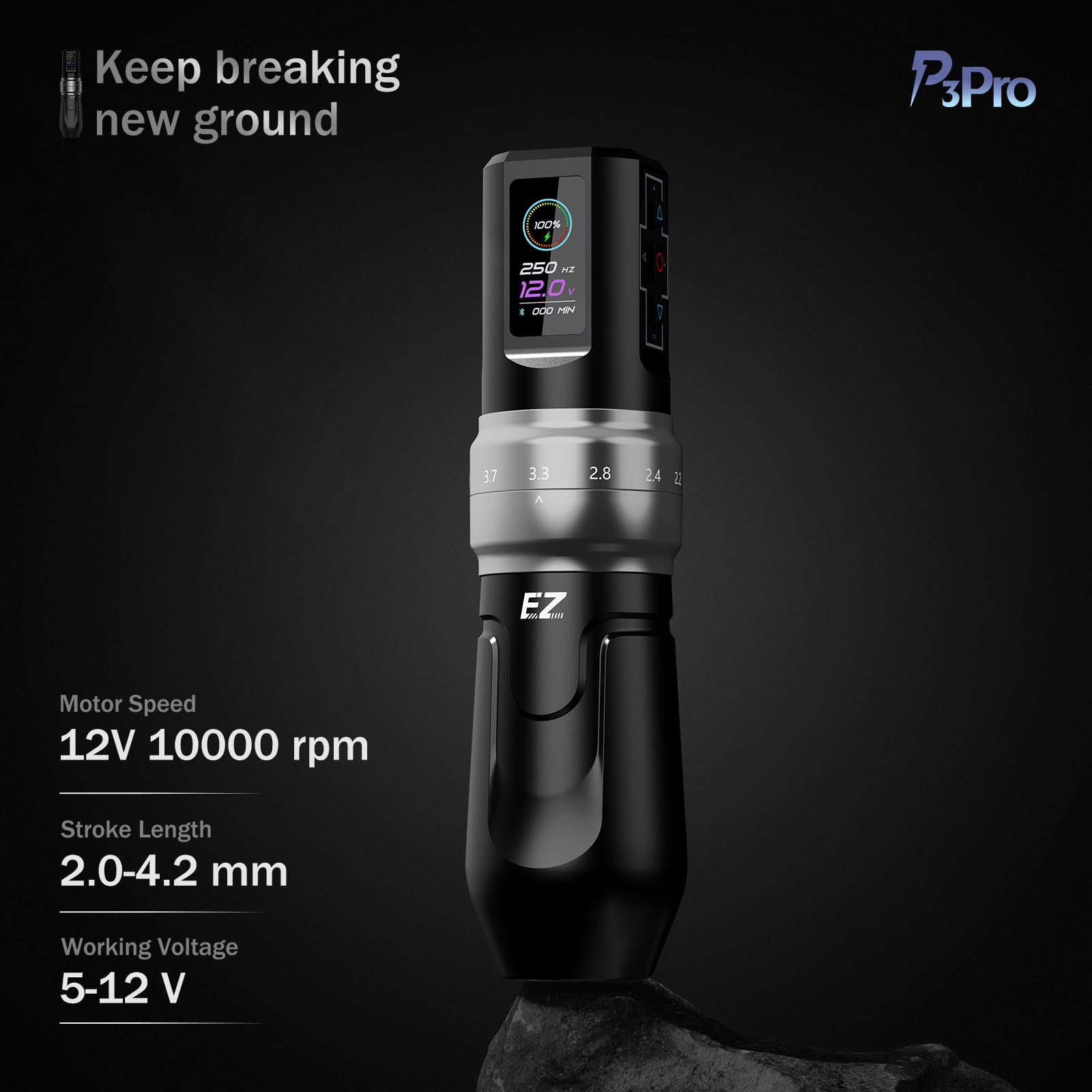 EZ P3 Pro Tattoo Gun Machine - Professional 6 Stroke Adjustable (2.0-4.2mm) Rotary Tattoo Pen with OLED Digital Display & 1600mAh Long-Lasting Battery - Matte Red - Perfect for Lining, Shading & Coloring Tattoos