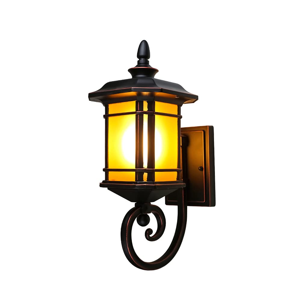 Outdoor Wall Light Fixtures - Black Waterproof Exterior Wall Lantern with Hammered Glass Shade - Durable Porch Sconce Lights for House, Patio, Garage & Garden - Perfect for Entryway, Deck and Outdoor Lighting
