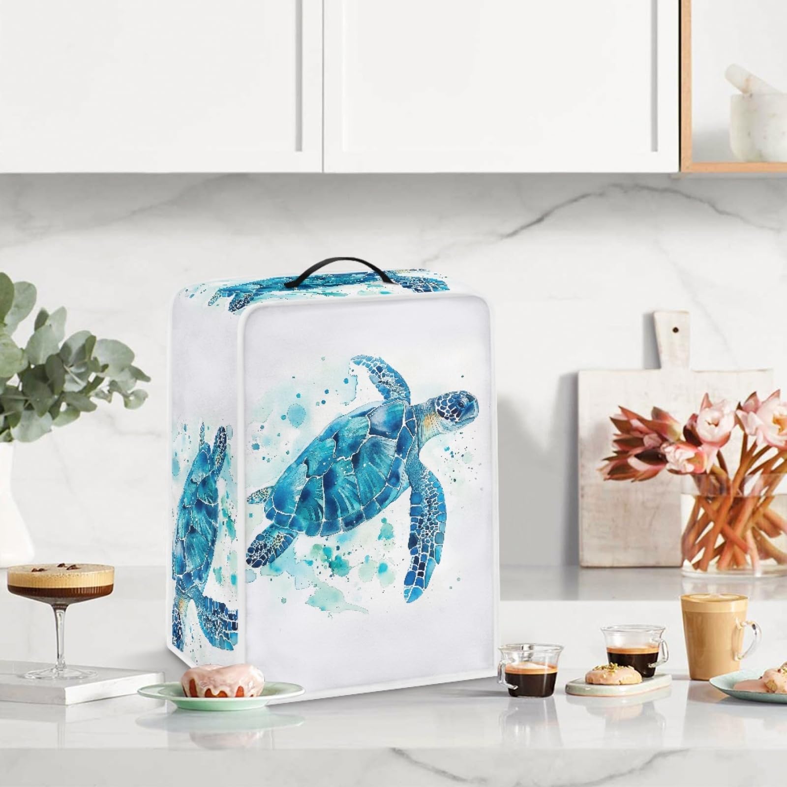 GLENLCWE Blue Sea Turtle Coffee Maker Cover - Washable Dustproof Cover for Keurig, Nespresso & Drip Coffee Machines - Perfect for Home, Kitchen & Office Use