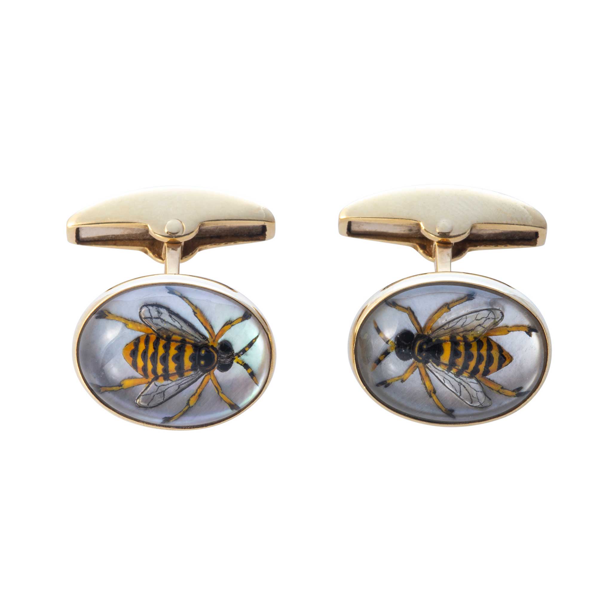 Victorian Essex Crystal Bee 18K Gold Cufflinks for Men - Elegant Luxury Jewelry Gift for Weddings, Prom & Formal Events