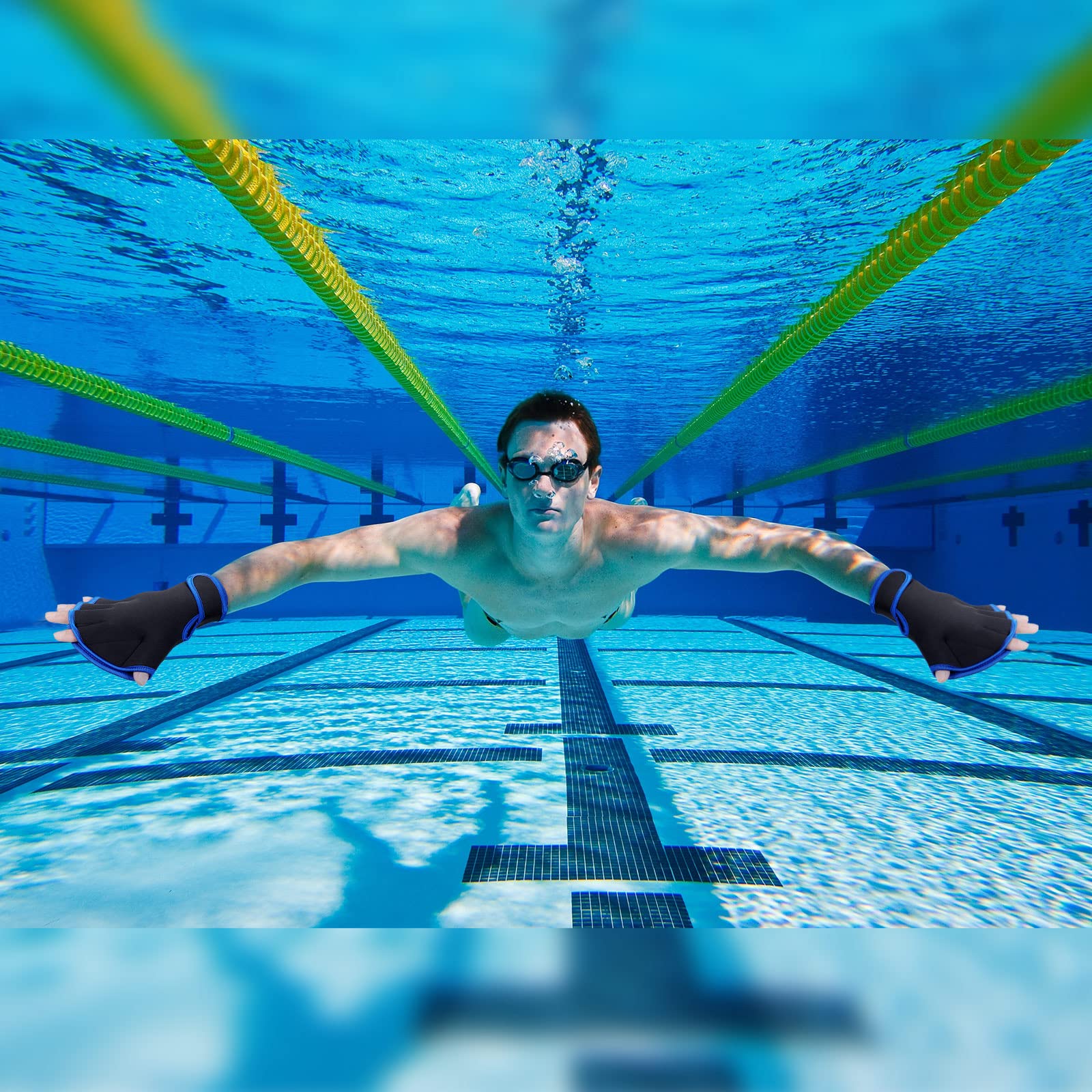 **Tarpop 2 Pairs Swimming Gloves for Men & Women - Waterproof Webbed Training Gloves for Aquatic Fitness, Pool Swimming & Water Aerobics - Enhance Performance & Resistance in Water Exercises**    *(Perfect for Lap Swimming, Water Aerobics, Aquatic Therapy & Fitness Training)*