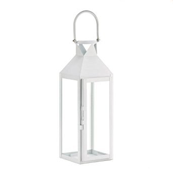 Quotech White Manhattan Candle Lantern - Vintage Style Decorative Candle Holder for Home, Garden, and Outdoor Decor | Perfect for Weddings, Parties, and Cozy Evenings