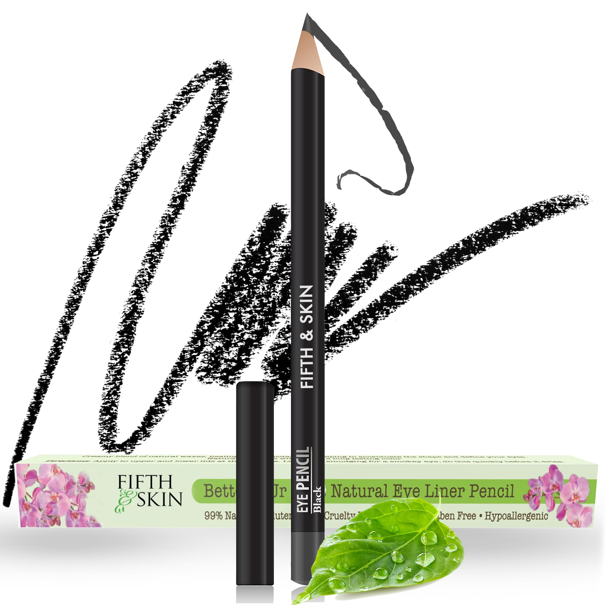 Fifth & Skin Better'n Ur Eyes Eyeliner Pencil - Black | Hypoallergenic, Gluten & Paraben Free | Cruelty-Free Makeup for Sensitive Eyes | Smooth Application | Perfect for Daily Wear & Special Occasions