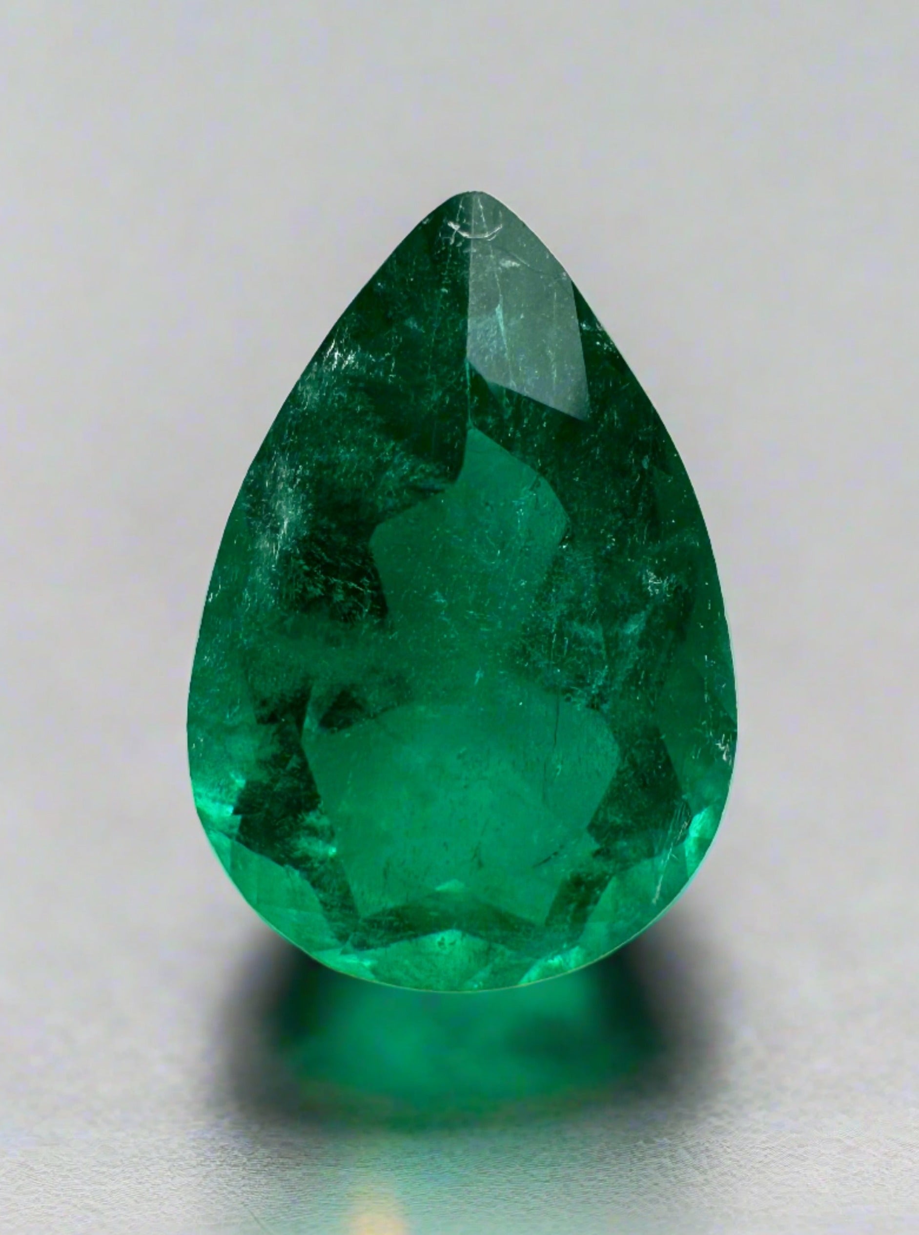 2.03 Carat 11x7.5mm Deep Green Natural Loose Colombian Emerald Pear Cut Gemstone for Jewelry Making, Engagement Rings & Luxury Gifts