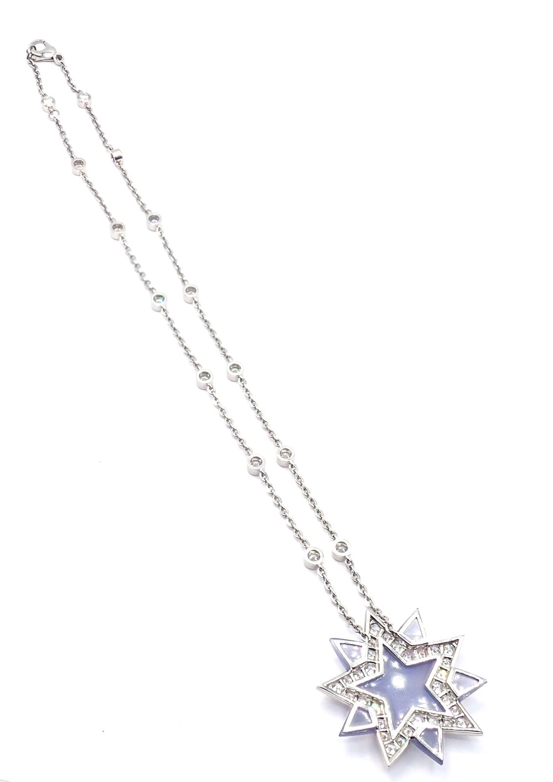 Authentic Tiffany & Co Platinum Diamond Blue Chalcedony Star Pendant Necklace - Perfect for Anniversary Gifts, Valentine's Day & Special Occasions