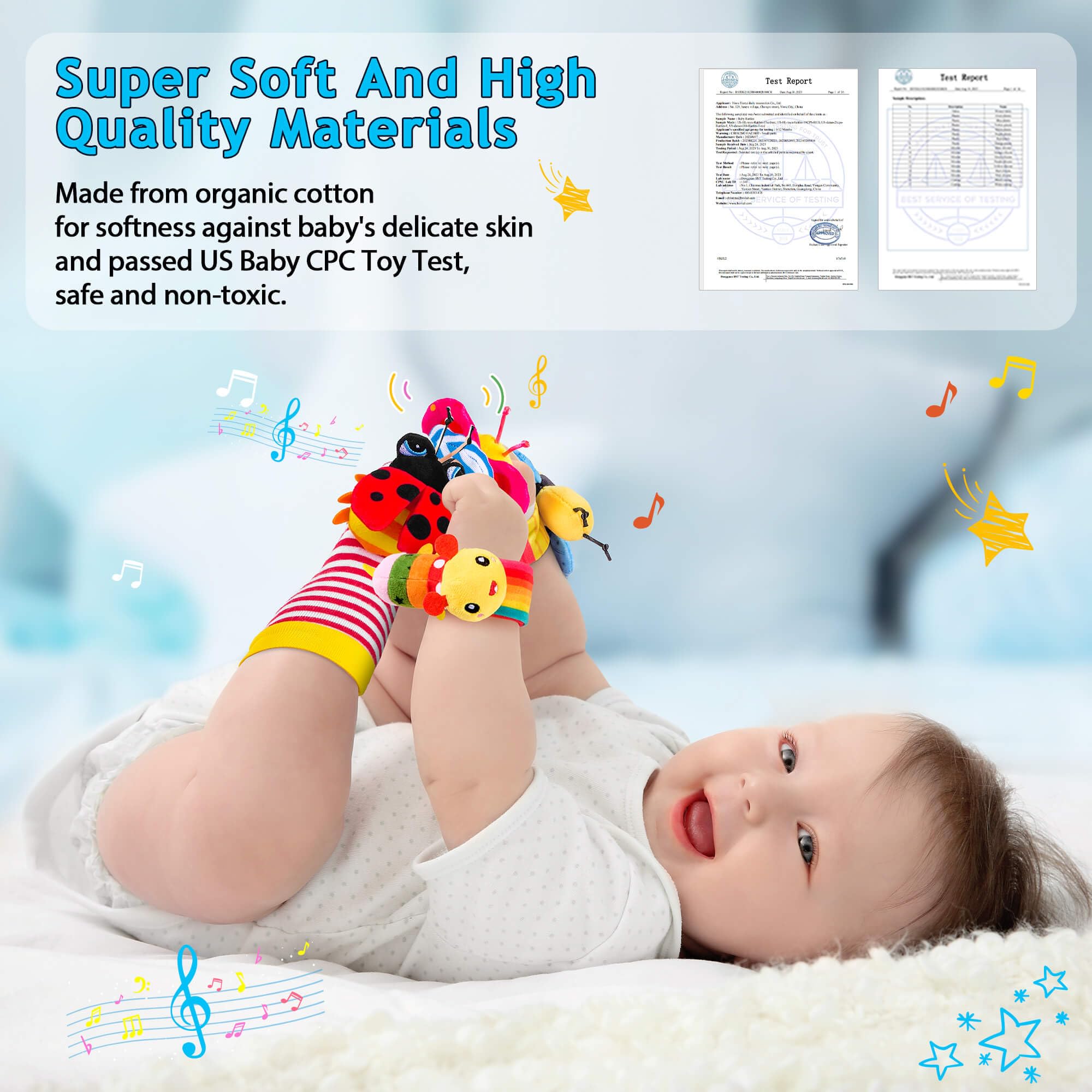 Best Baby Rattles 0-12 Months - Soft Infant Toys & Newborn Essentials with Wrist Rattle Socks | Perfect Developmental Toys for 0-3, 3-6 & 6-12 Month Old Babies | Ideal Shower Gifts for Boys & Girls | Use for Tummy Time, Sensory Play & Early Learning