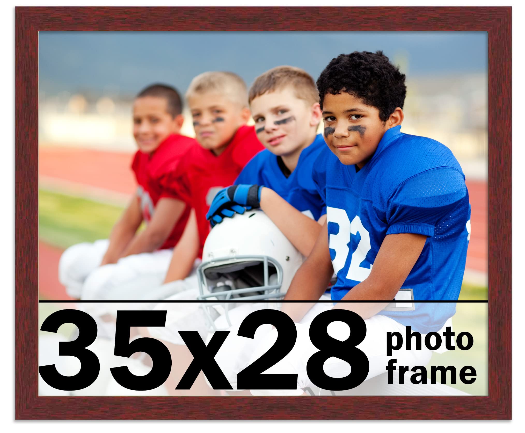 CountryArtHouse 35x28 Inch Solid Wood Picture Frame - Premium Brown Mahogany Wooden Photo Frame with UV Acrylic Glass, Acid-Free Backing & Hanging Kit - Perfect for Wall Decor, Family Photos, Art Display & Home Office Decor