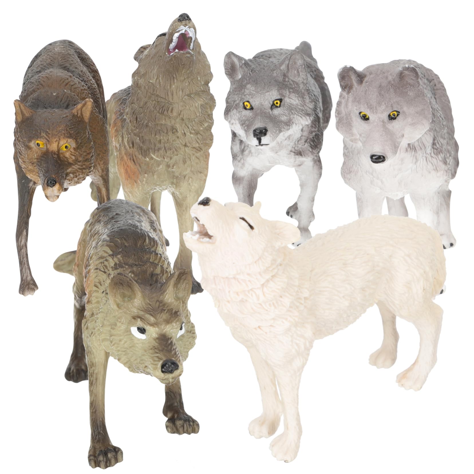 VICASKY 7-Piece Winter Wolf Pack Model Toy Set - Realistic Animal Figures for Kids, Infants & Toddlers - Perfect for Outdoor Play, Birthday Cakes, Dollhouse Decor & Educational Scenes