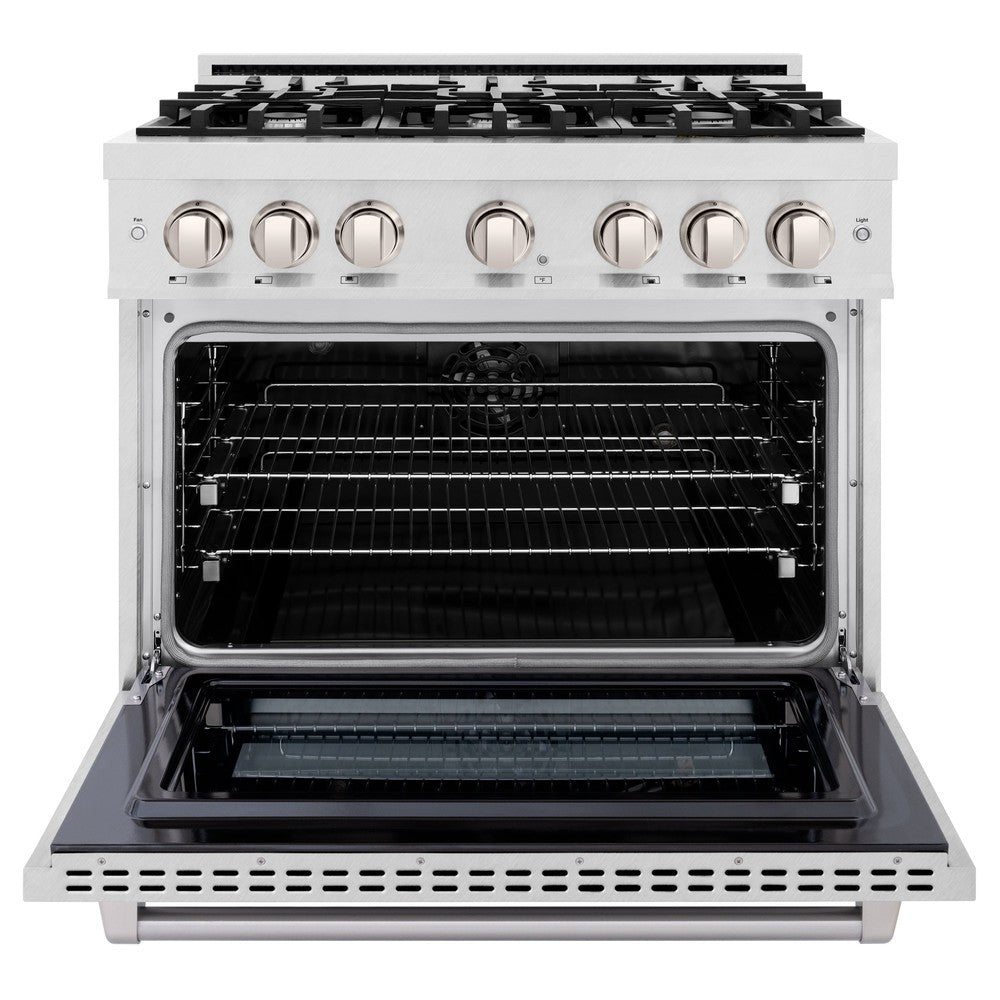 ZLINE 36 Inch 5.2 Cu Ft Dual Fuel Range - 6 Burner Gas Cooktop & Electric Convection Oven in Satin Stainless Steel (HDRS 36) - Perfect for Home Kitchens, Restaurants & Professional Chefs