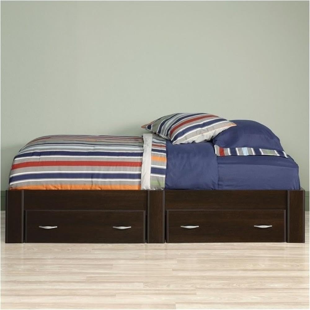 Pemberly Row Contemporary Wood Twin Platform Bed in Cinnamon Cherry - Modern Minimalist Bed Frame for Small Spaces, Kids & Guest Rooms - Easy Assembly & Sturdy Design